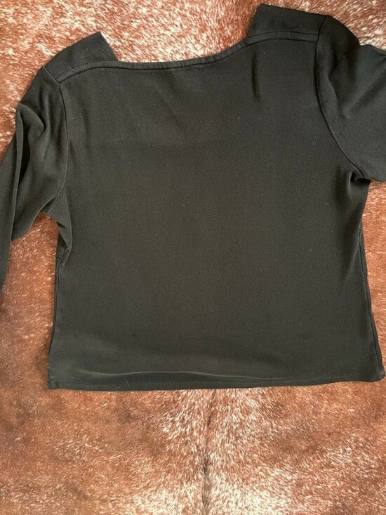 Anne Klein Sport Square Neck 3/4 Sleeve Stretch Knit Top Black Women’s L - Picture 13 of 13